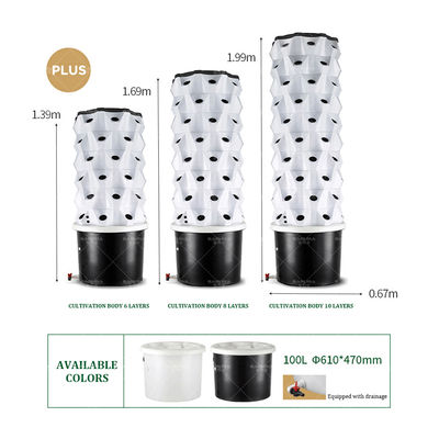 12 Tier 30L 96 Holes Growing Towers Hydroponics Vertical Garden Systems  for Plant Grow Vegetable Grow